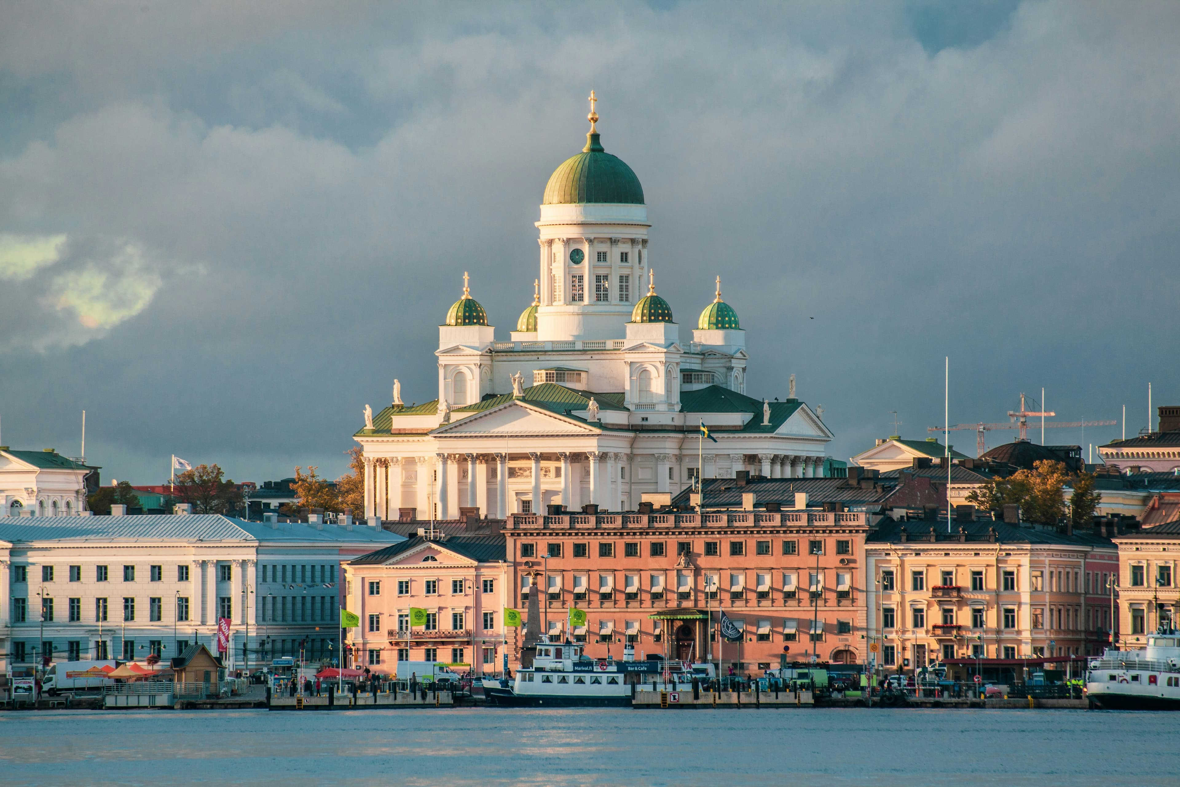 Helsinki waterfront and cathedral in Finland