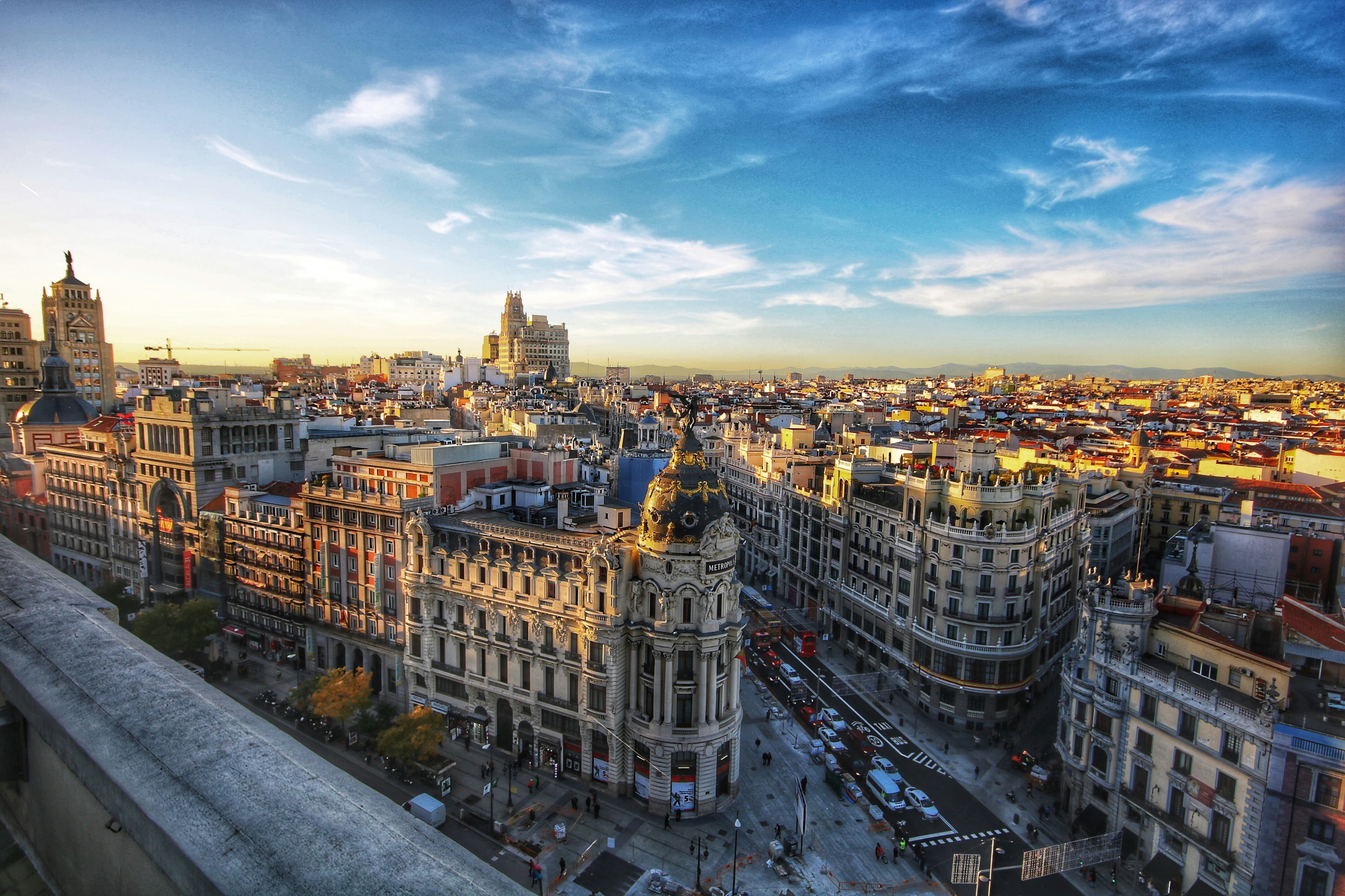 Madrid city skyline in Spain