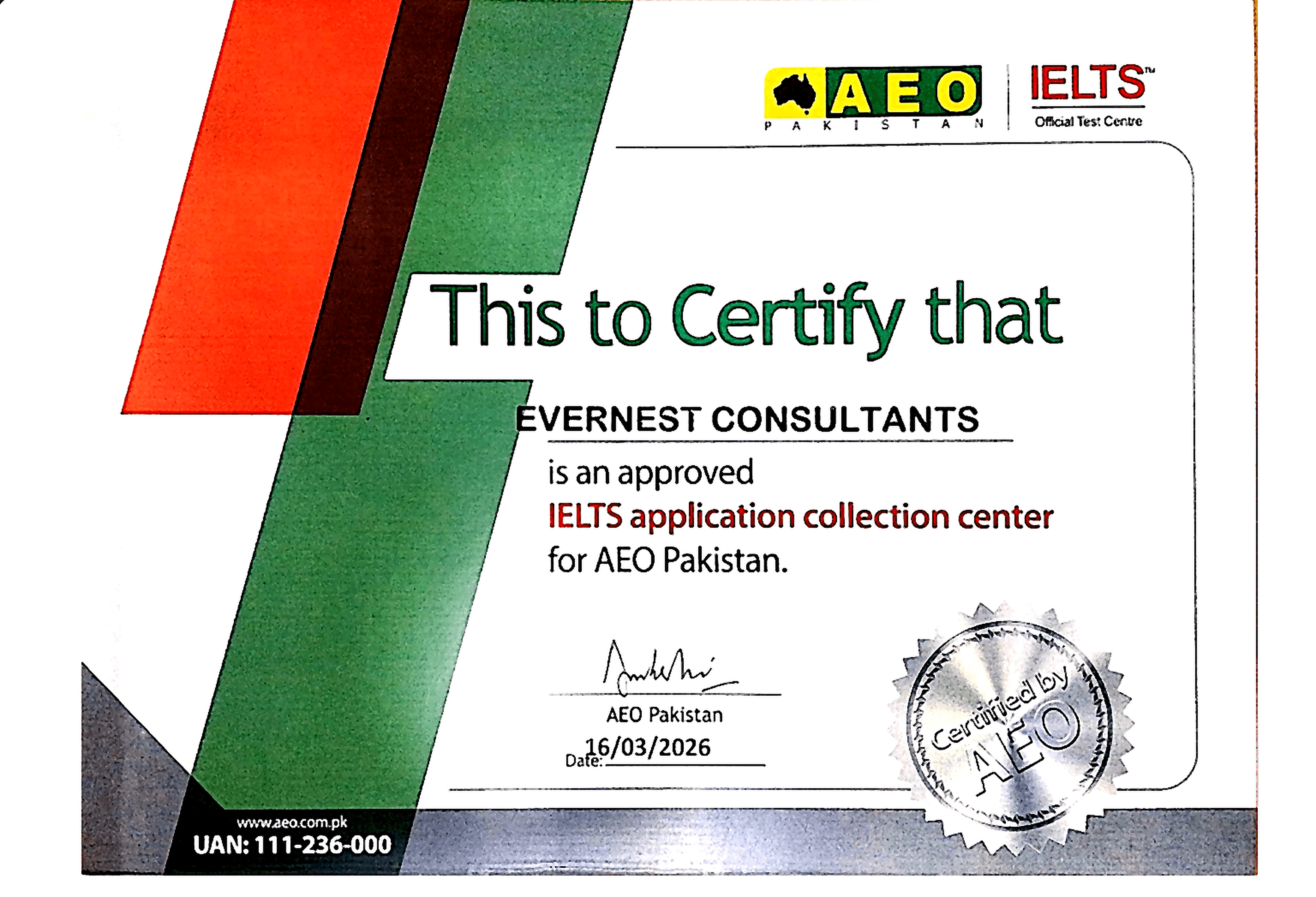 AEO / IELTS Certified Collection Partner